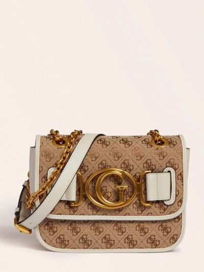 Guess Aileen 4g Logo Crossbody Kabelka Damske Biele | SK-414308