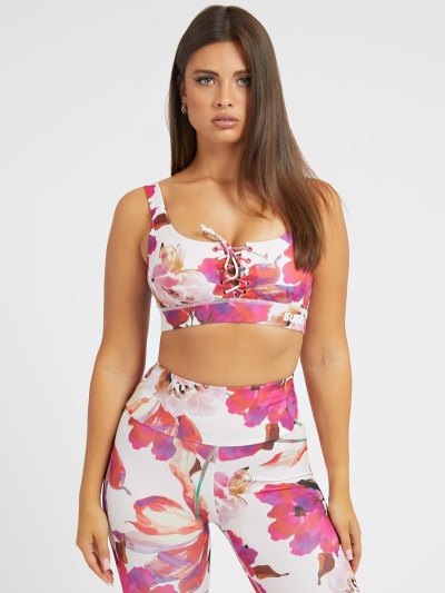 Guess All Over Floral Active Topy Damske Červené | SK-528565