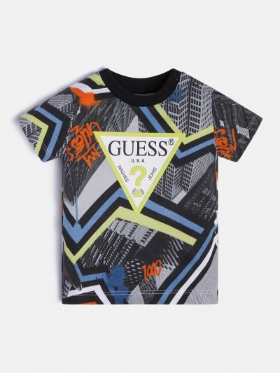 Guess All Over Print Tricko Detske Siva | SK-023652