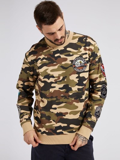 Guess Camouflage Print Mikiny Panske Camouflage | SK-405351