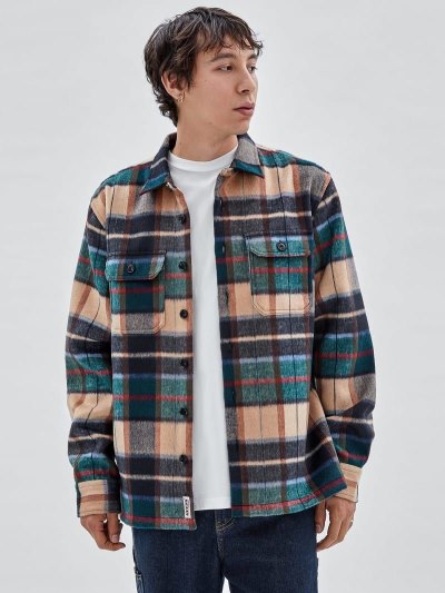 Guess Checked Vlna Blend Shirt Jacket Bundy Panske Zelene | SK-329906