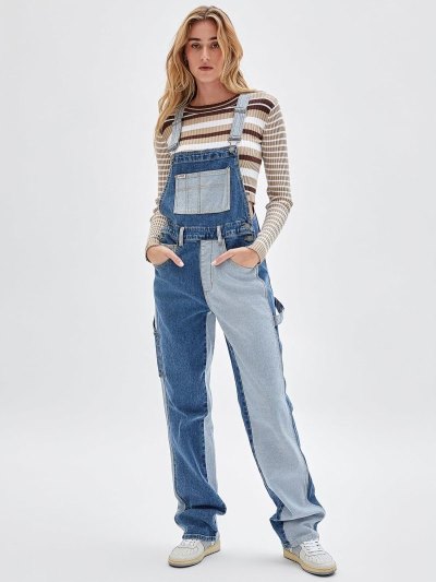 Guess Color Block Denim Overall Damske Modre | SK-749376