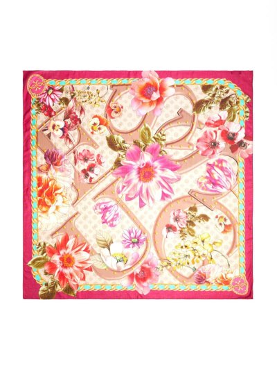 Guess Floral Print Logo Neckerchief Damske Fuchsie | SK-641269