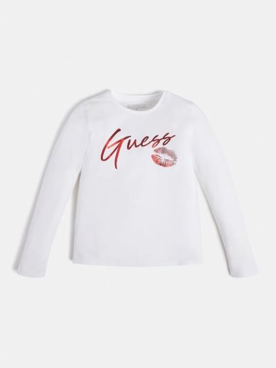 Guess Front Logo Tricko Detske Biele | SK-080051