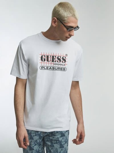 Guess Front Logo Tricko Panske Biele | SK-329379