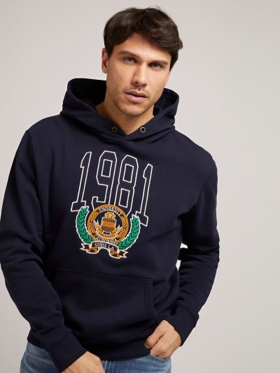 Guess Front Print Hoodie Mikiny Panske Modre | SK-735976