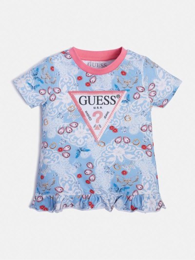 Guess Front Triangle Logo Tricko Detske Svetlo Modre | SK-868680