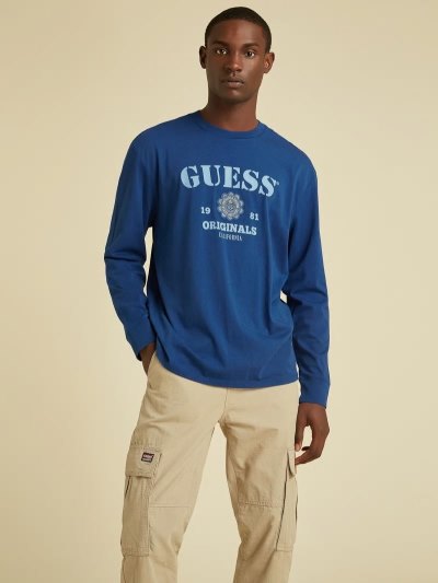 Guess Front-logo Tricko Panske Modre | SK-078224