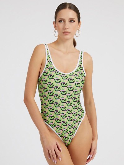 Guess G Cube Sportove One Piece Swimsuits Damske Zelene | SK-239066