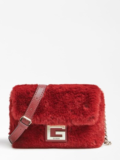 Guess Gwen Faux Fur Crossbody Kabelka Damske Červené | D2TX9FMX