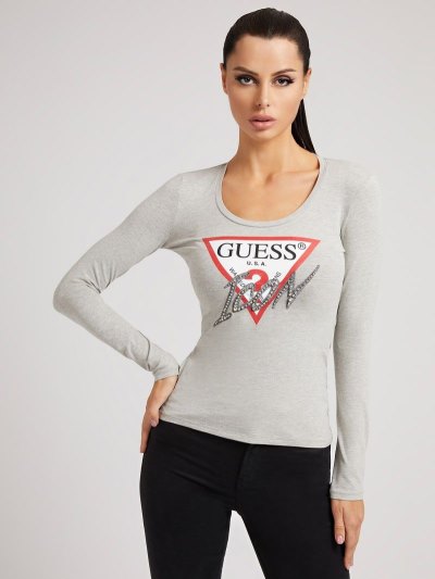 Guess Icon Logo Tricko Damske Siva | SK-098832