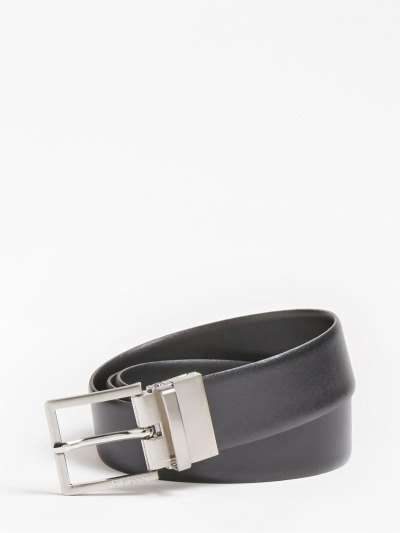 Guess Luxe Real Kozene Belt Opasky Panske Čierne | SK-049963