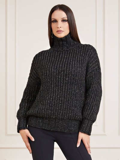 Guess Marciano Lurex Yarn Svetre Damske Čierne | SK-550811