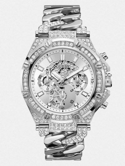 Guess Multi-function Crystal Hodinky Panske Strieborne | SK-312902