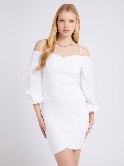 Guess Off-shoulder Saty Damske Biele | SK-729233