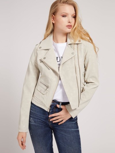 Guess Podpatku Jacket Pockets Bundy Damske Béžové | SK-247857