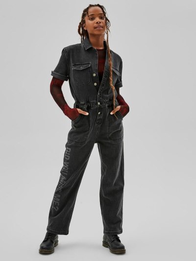 Guess Relaxed-fit Denim Jumpsuit Damske Čierne | SK-625742