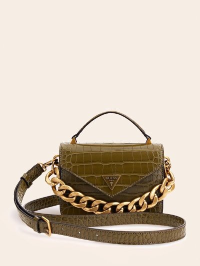 Guess Retour Croc Print Micro Kabelky Damske Zelene | SK-070909