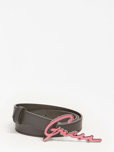 Guess Rhea Real Kozene Logo Belt Opasky Damske Čierne | SK-657080