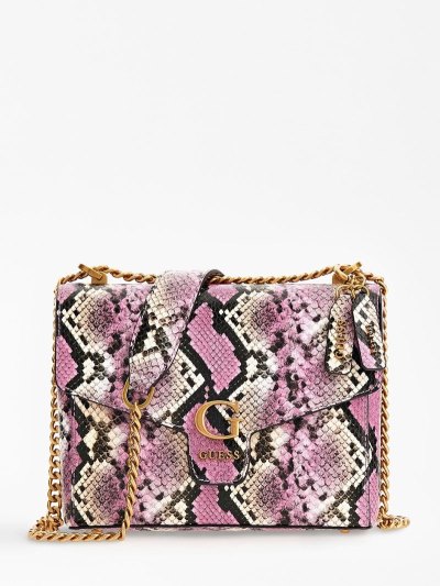 Guess Shenny Python-print Mini Crossbody Kabelka Damske Ruzove | HVMKL69G