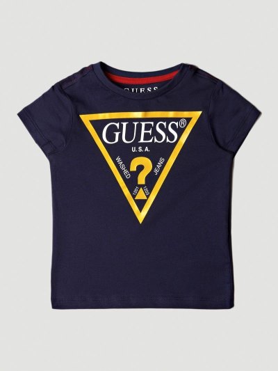 Guess Triangle Logo Tricko Detske Tmavo Modre | SK-622711