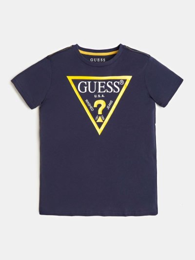 Guess Triangle Logo Tricko Detske Tmavo Modre | SK-659728