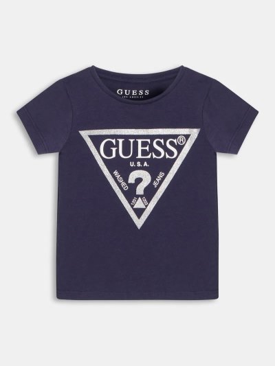 Guess Tricko Foil Triangle Logo Tricko Detske Tmavo Modre | SK-421326