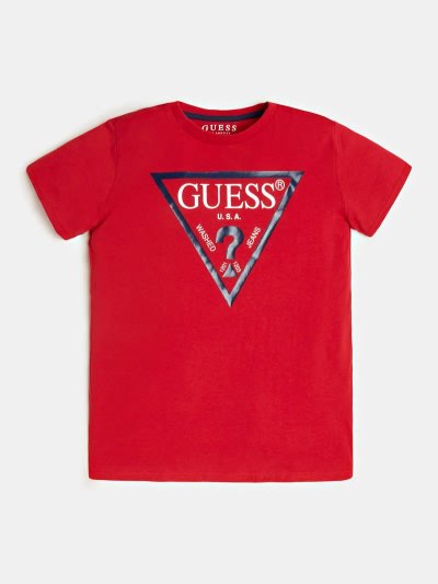 Guess Tricko Triangle Logo Tricko Detske Červené | SK-504150