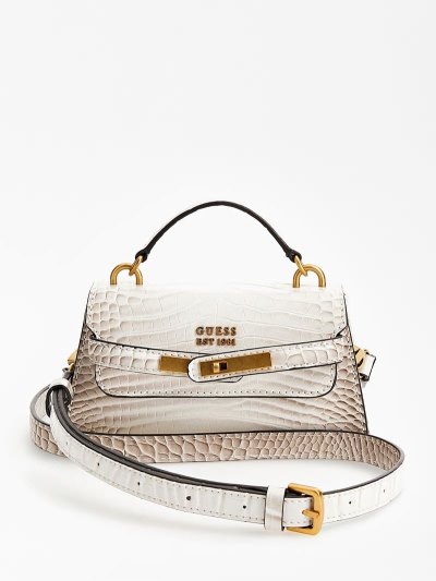 Guess Tullia Croc Print Micro Kabelky Damske Biele | SK-542398