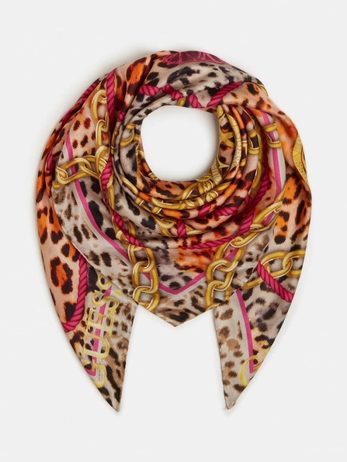 Guess 4g Logo Animalier Neckerchief Damske Biele | SK-972642