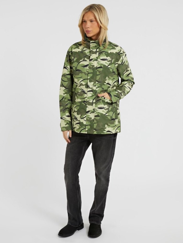 Guess Camouflage Raincoats Panske Zelene | SK-050398