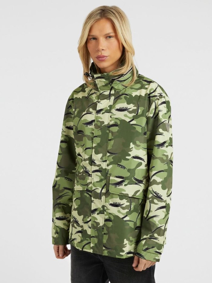 Guess Camouflage Raincoats Panske Zelene | SK-050398