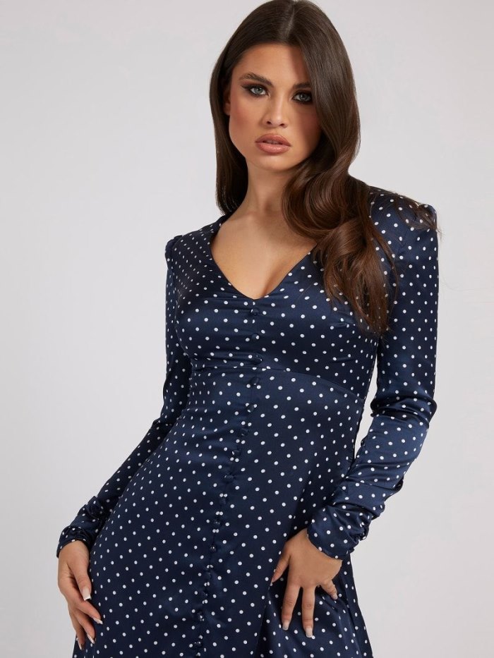 Guess Dots Print Saty Damske Modre | SK-108934