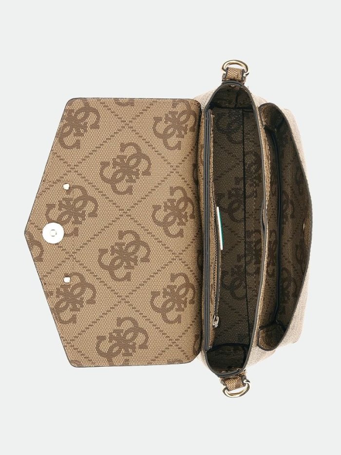 Guess Eco Brenton 4g Logo Crossbody Kabelka Damske Béžové | SK-422393