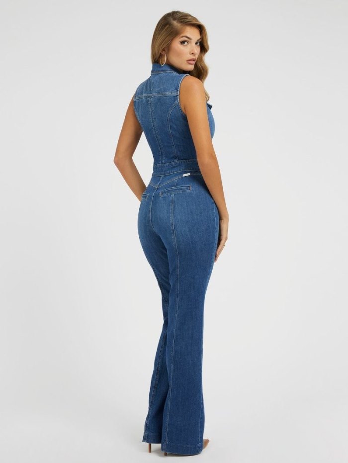 Guess Flare Denim Jumpsuit Damske Modre | SK-725892