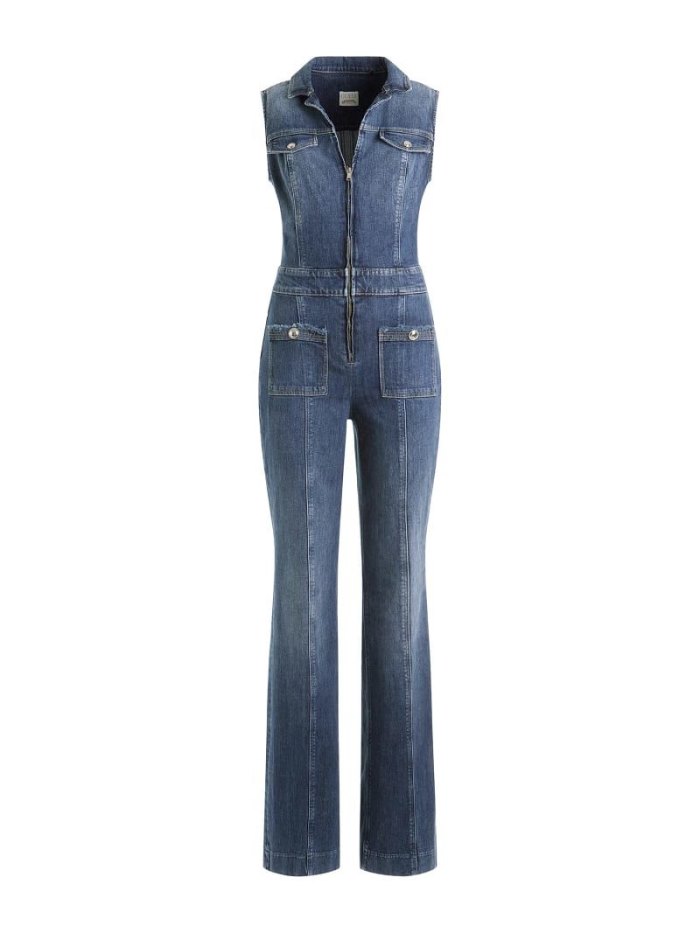 Guess Flare Denim Jumpsuit Damske Modre | SK-725892