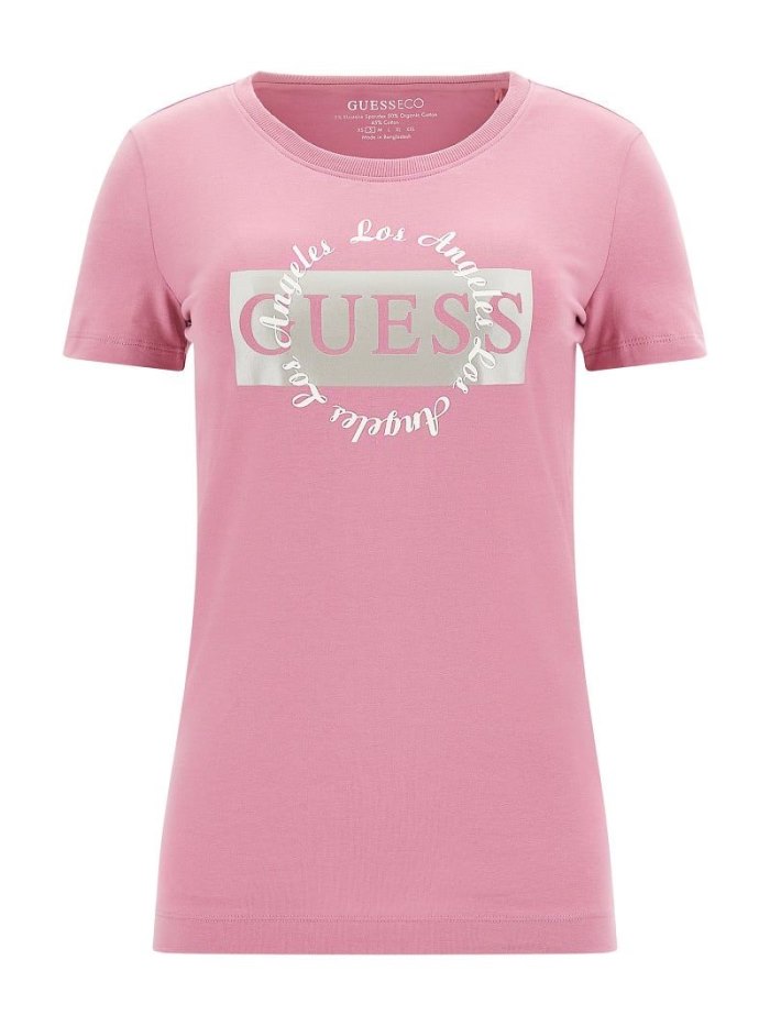 Guess Front Logo Tricko Damske Ruzove | SK-759243