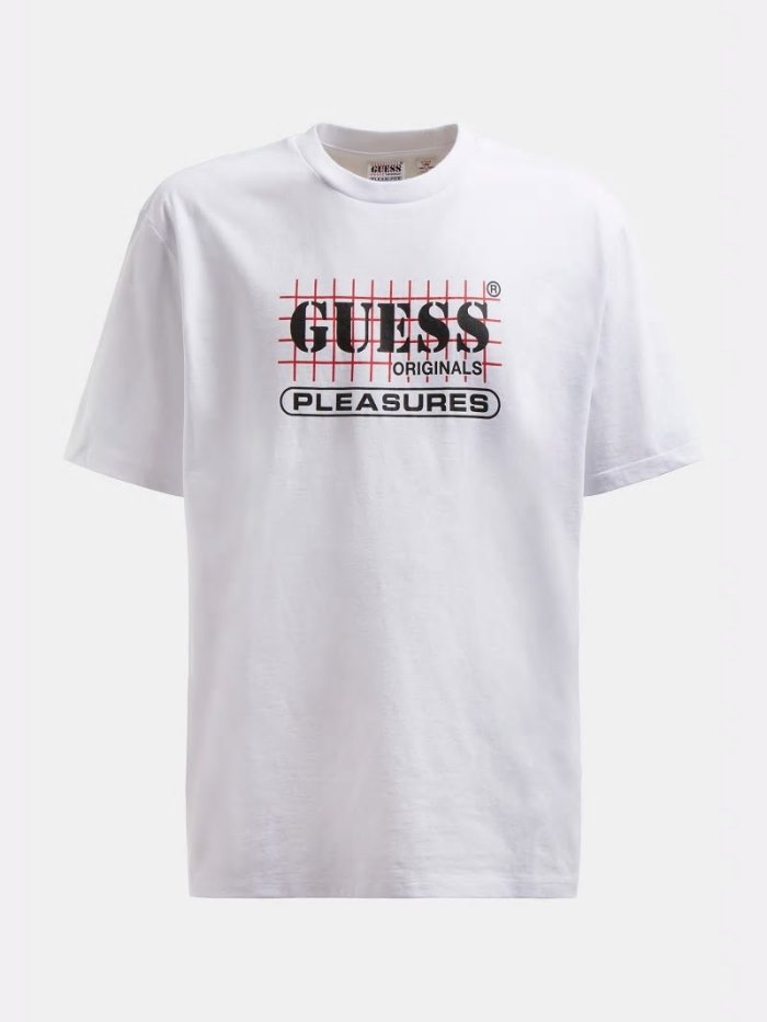 Guess Front Logo Tricko Panske Biele | SK-329379