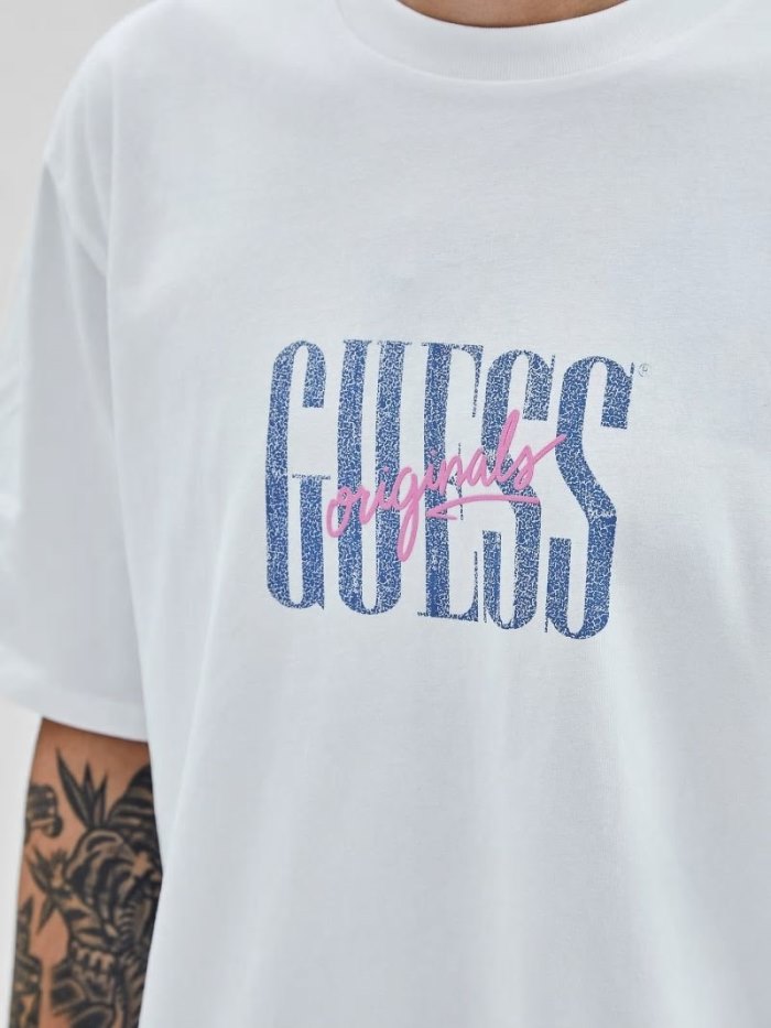 Guess Front Logo Tricko Panske Biele | SK-523870