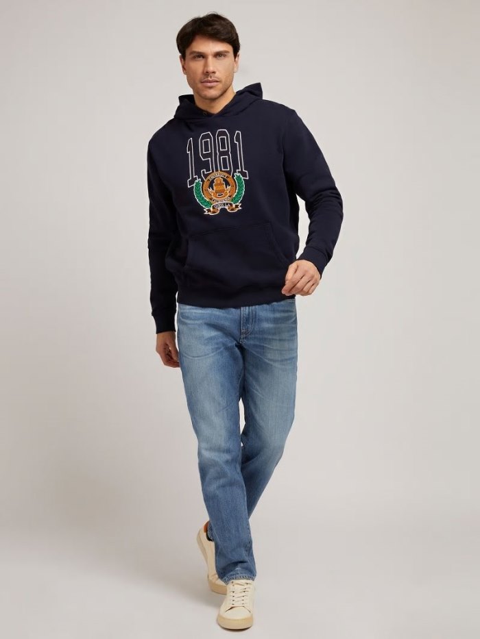 Guess Front Print Hoodie Mikiny Panske Modre | SK-735976