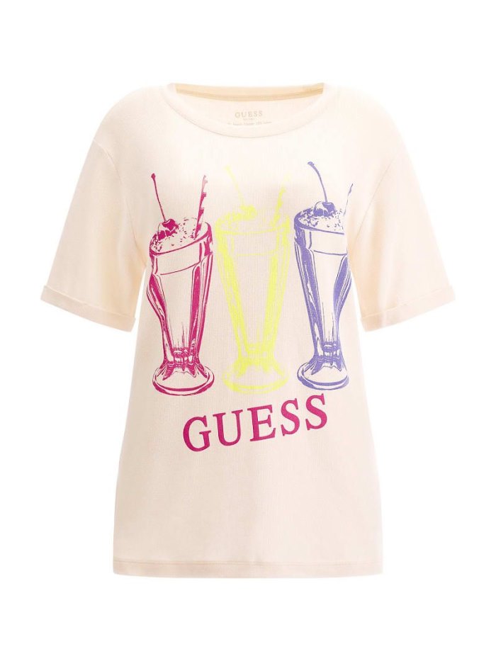 Guess Front Print Tricko Damske Ruzove | SK-330685