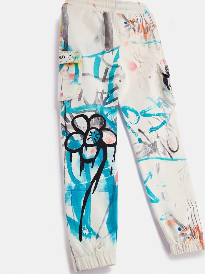 Guess Graffiti Print Jogger Pant Jogger Nohavice Detske Biele | SK-809353