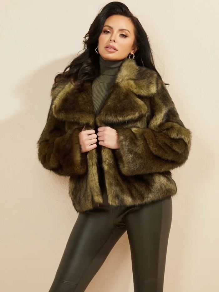 Guess Marciano Faux Fur Bundy Damske Zelene | SK-017895