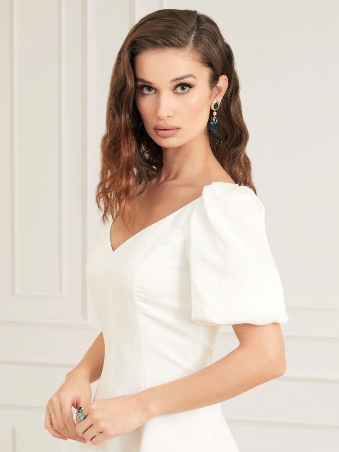 Guess Marciano Puff Sleeves Saty Damske Krém | SK-698669