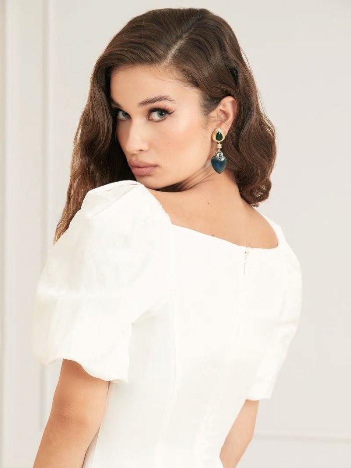 Guess Marciano Puff Sleeves Saty Damske Krém | SK-698669