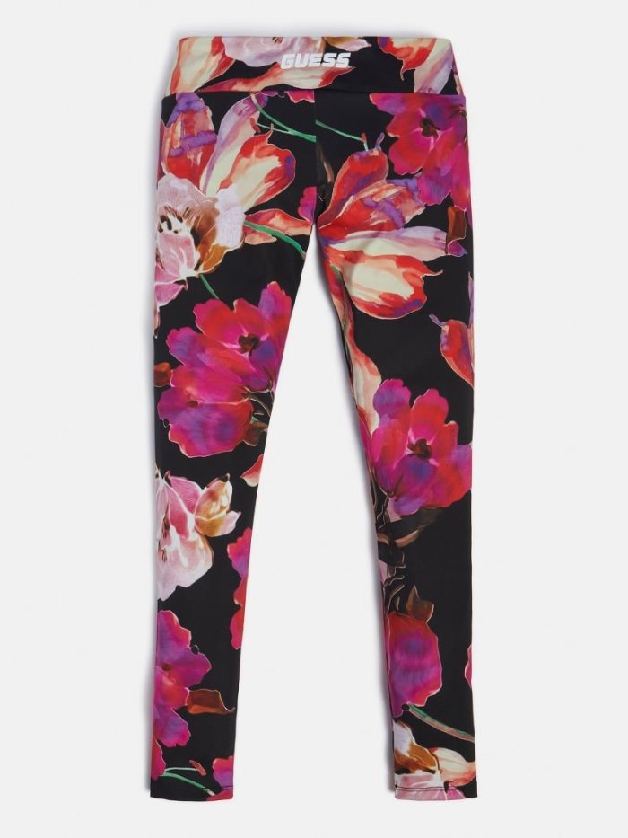 Guess Nohavice Floral Print Leginy Detske Ruzove | SK-171558